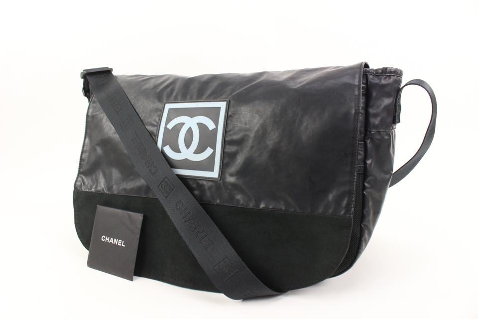 Chanel XL Black Sports Logo CC Messenger Crossbody Bag 71ck315s
