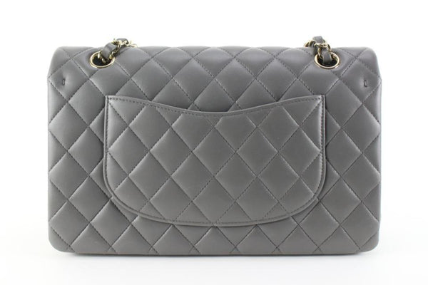 Chanel 2022 Dark Grey Quilted Lambskin Medium Classic Double Flap Gold –  Bagriculture
