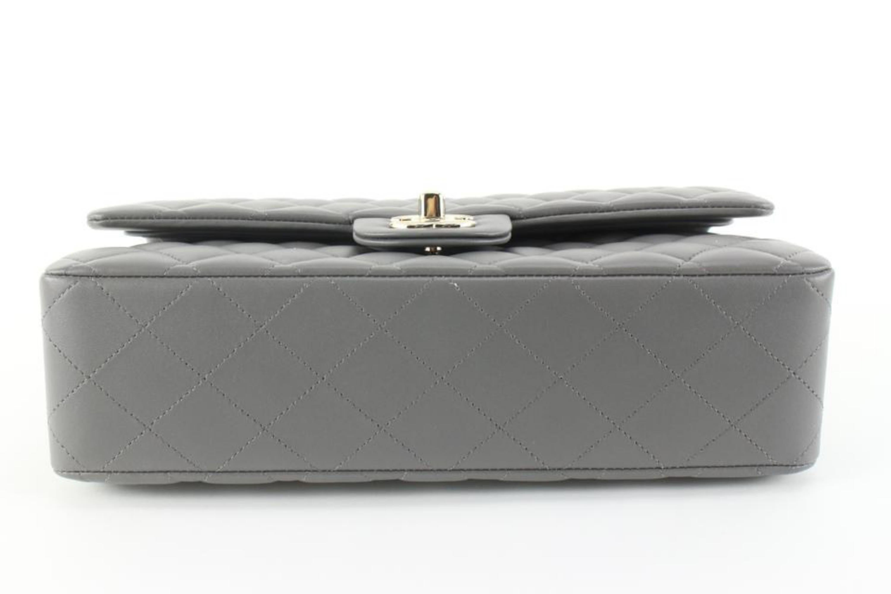Chanel Iridescent Green Quilted Lambskin Medium Classic Double Flap Gold Hardware, 2022 (Like New), Womens Handbag