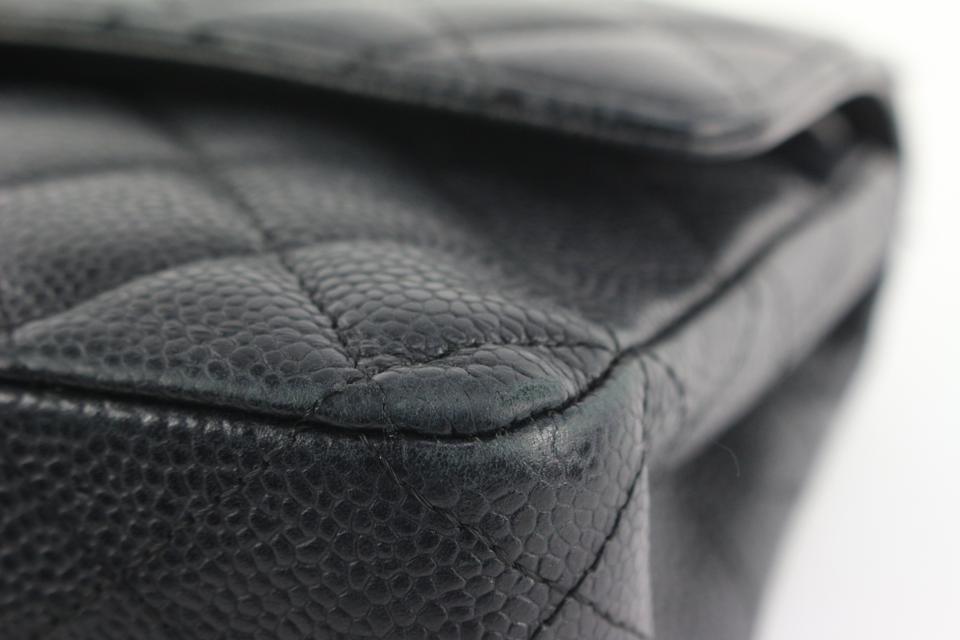 Chanel Black Quilted Caviar Leather Vintage Flap Shoulder Bag Chanel