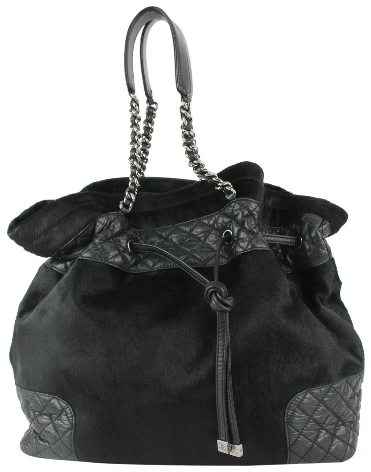 CHANEL, Bags, Chanel Entwined Chain Top Handle Drawstring Bucket Bag  Quilted Shiny Lambskin Sm