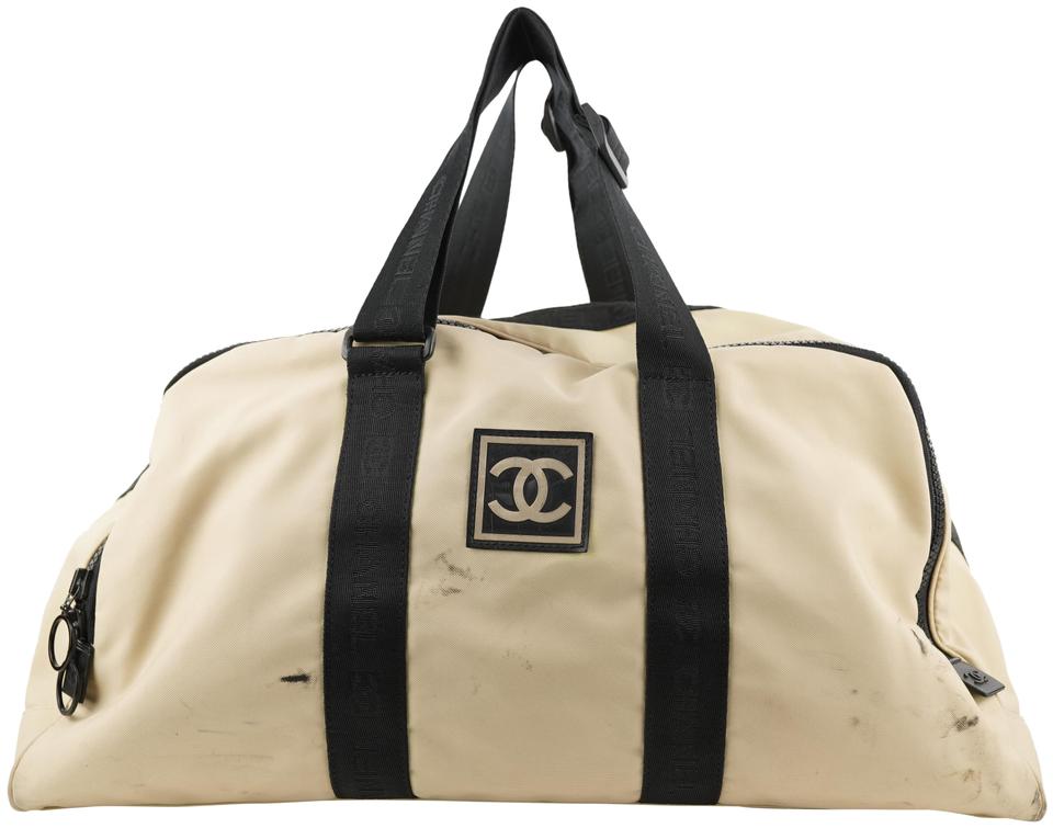 Chanel XL Beige CC Logo Sports Duffle Bag Travel 233ccs211 – Bagriculture