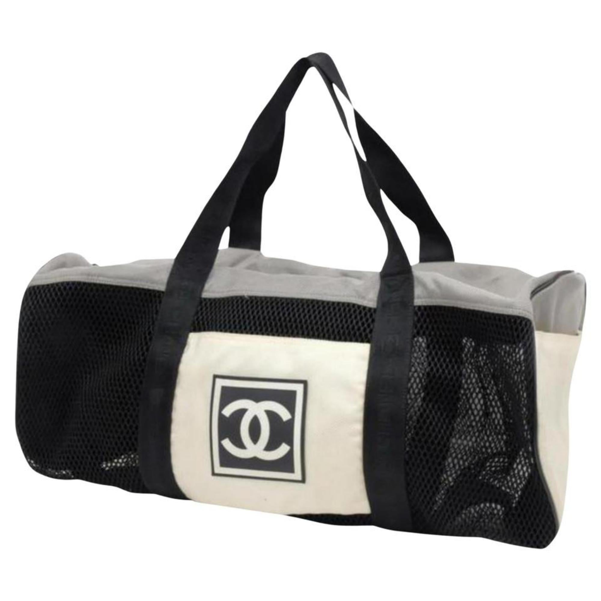 Chanel Grey Sports Line CC Logo Boston Duffle Gym Bag 1020cc50