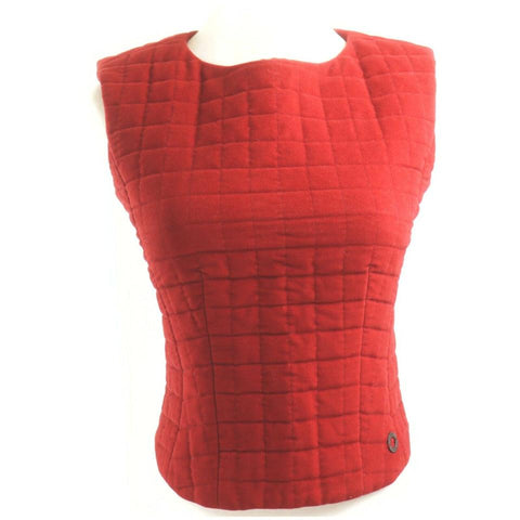 Chanel Red Quilted Vest Blouse 862773