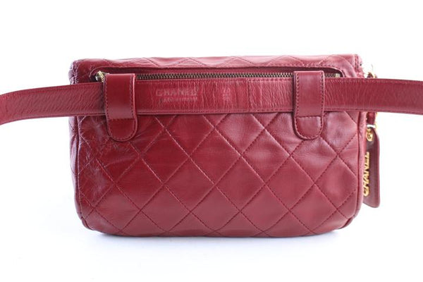 chanel belt bag red leather