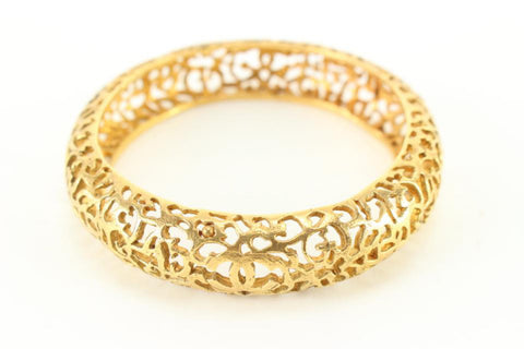 Chanel 24k Gold Plated Collection 25 CC Logo Bangle Bracelet 80ck817s