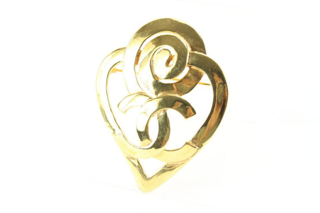 Chanel 95p Spiral Heart CC Brooch Pin Corsage 29ck824s