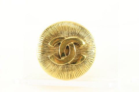 Chanel 24k Gold Plated CC Spiral Brooch Pin 42ck83s