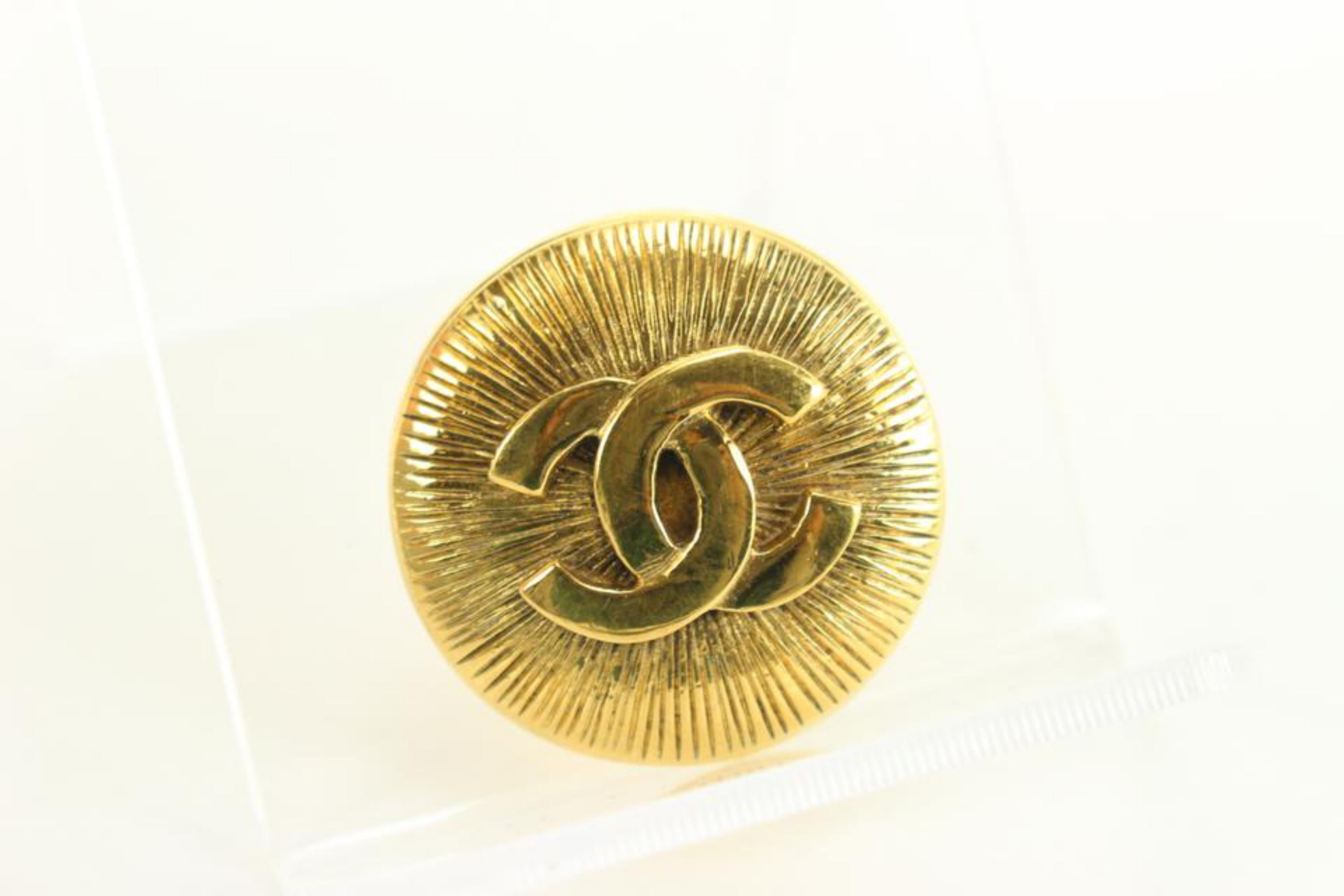 Chanel 24K Gold Plated CC Spiral Brooch Pin 42ck83s