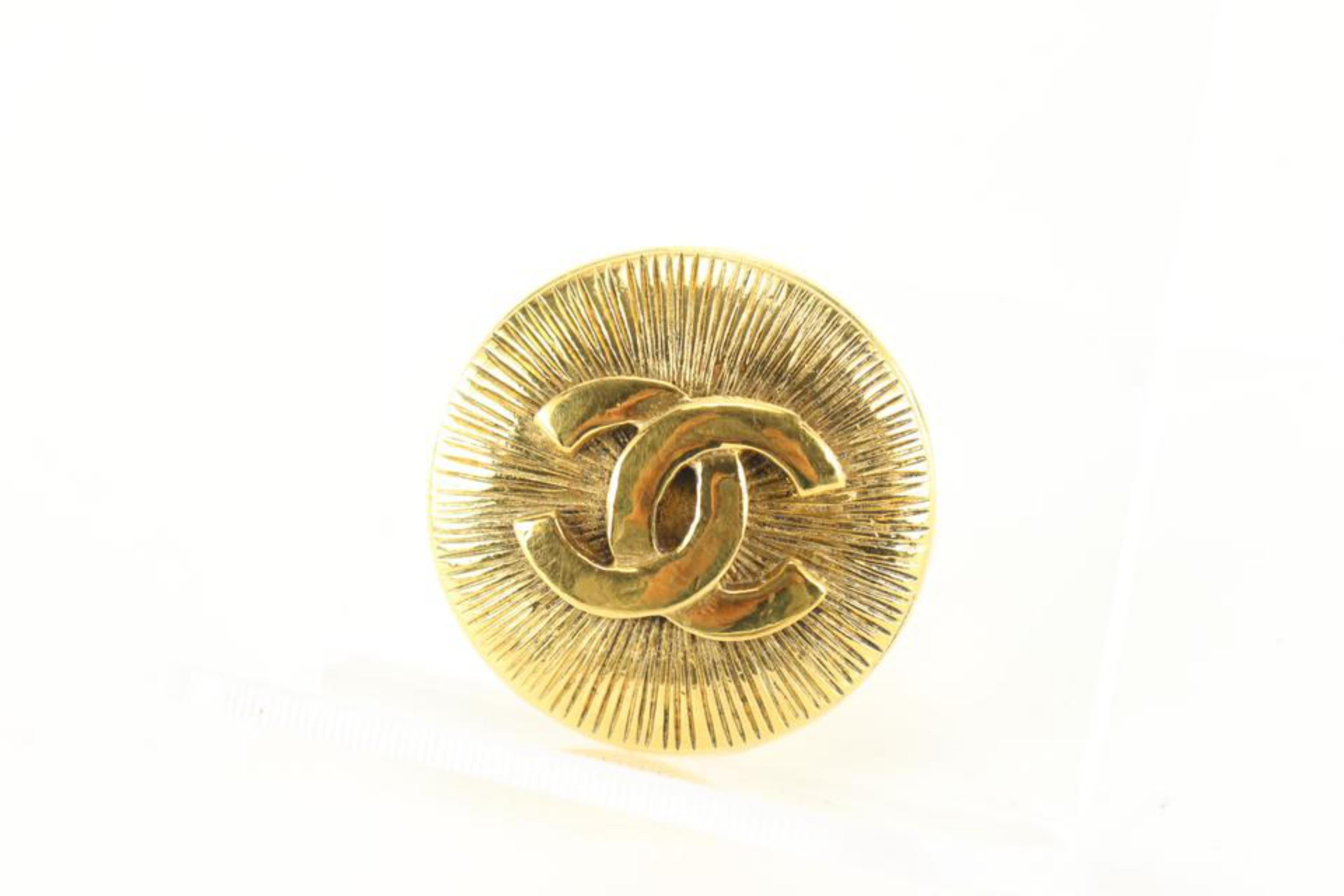 Chanel 24K Gold Plated CC Spiral Brooch Pin 42ck83s