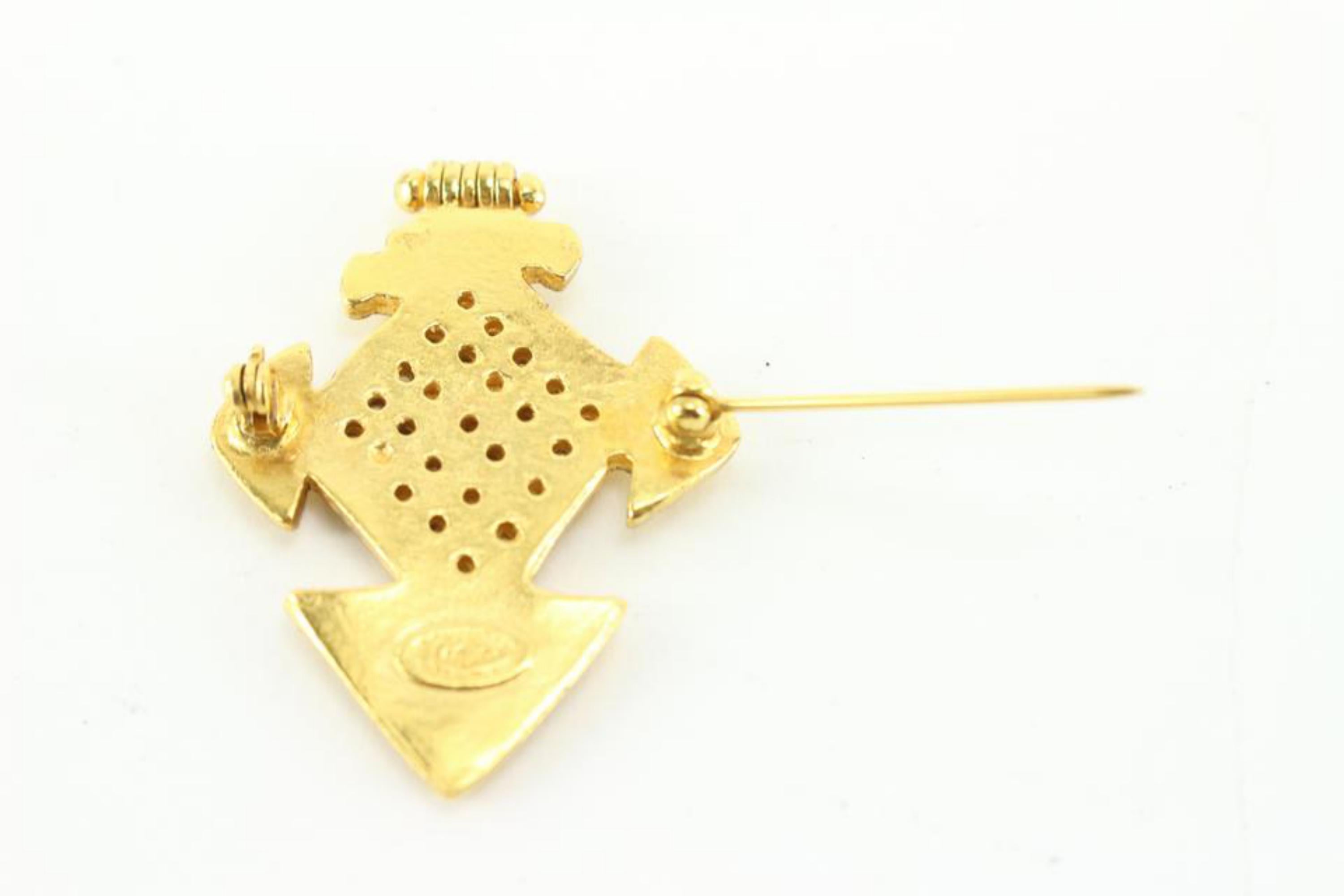 Chanel 94P 24K Gold Plated CC Cross Brooch Pin 39cc722s