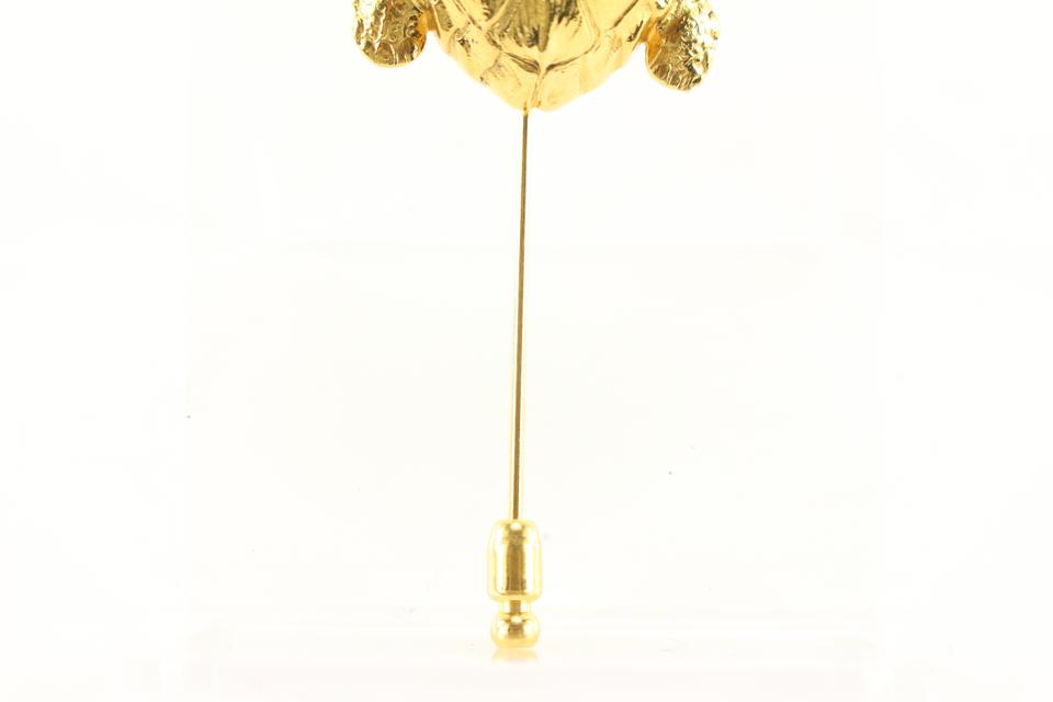 Large Gold CC Logo Metal Pin Brooch