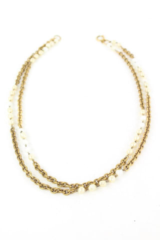 Chanel Gold Tone Pearl Necklace 862610