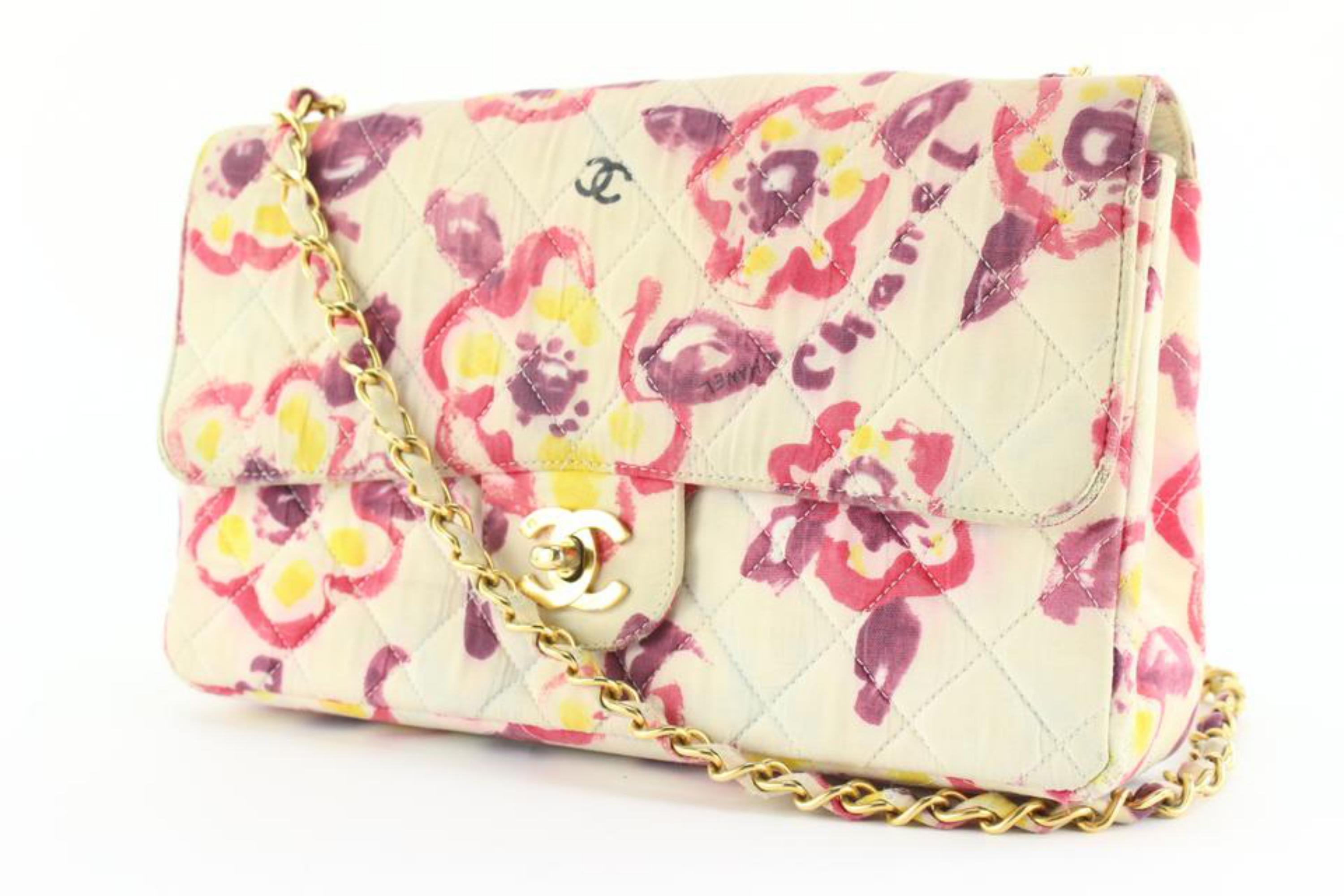 Chanel Watercolor Floral Quilted Medium Classic Flap