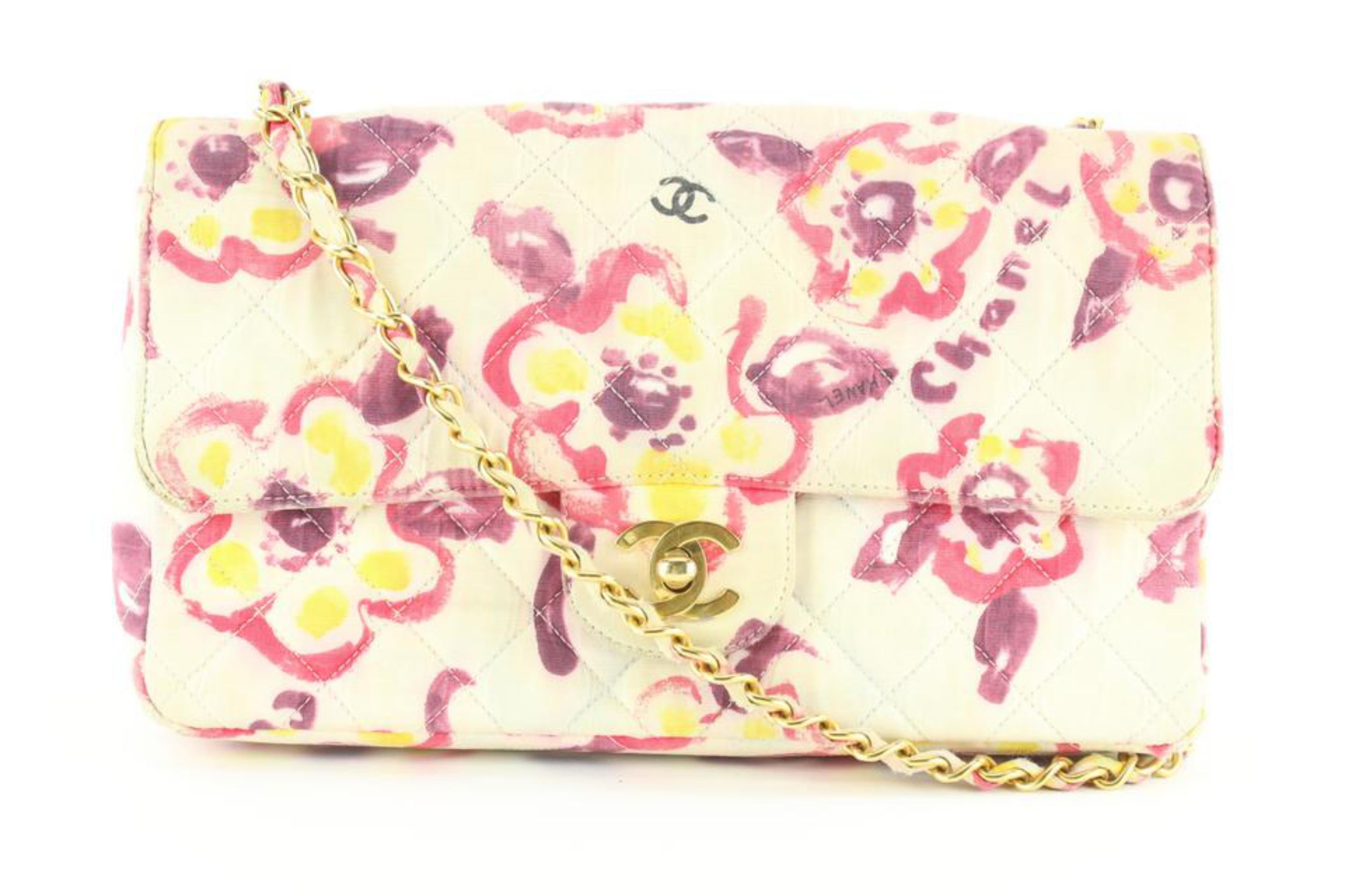 Chanel Watercolor Floral Quilted Medium Classic Flap 2CC1025