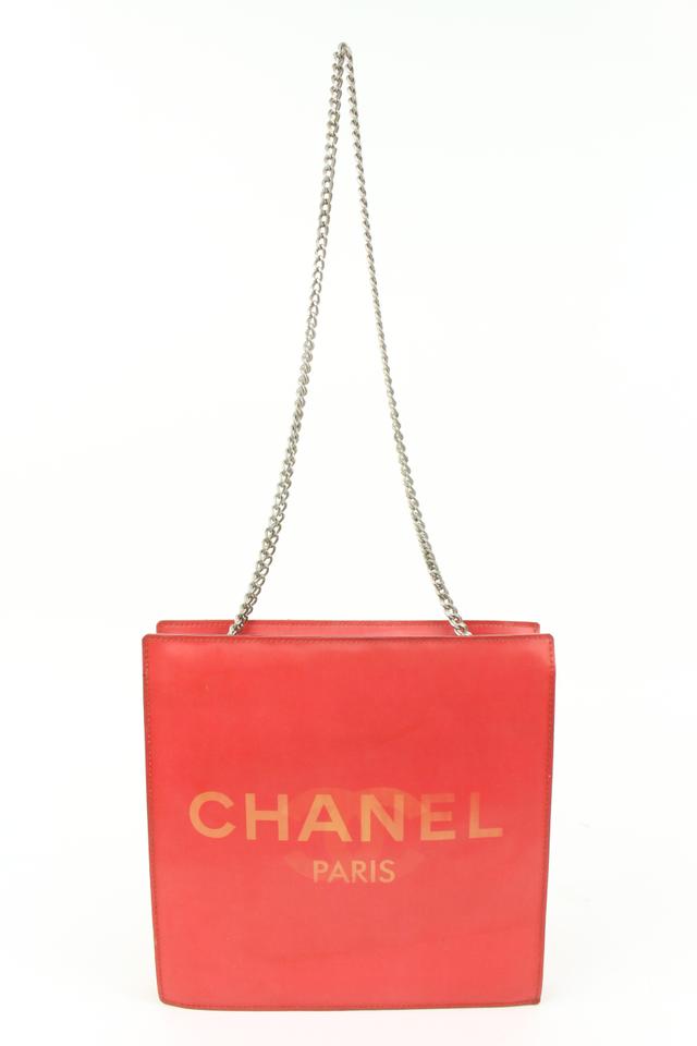 Chanel Red Holographic CC Logo Chain Tote Hologram Bag 4ck726a