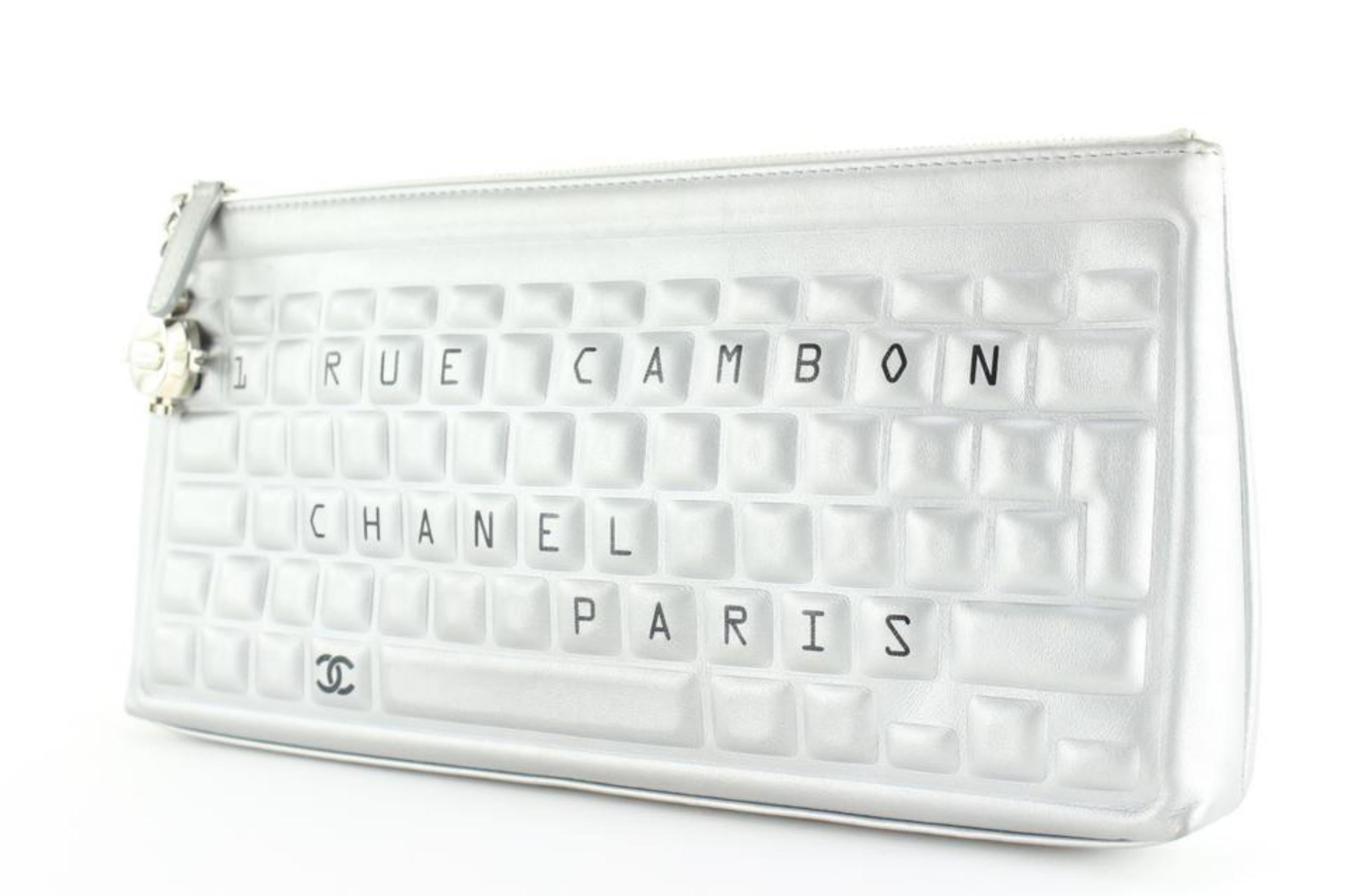 CHANEL Metal Keyboard Clutch Gold Silver 1074324