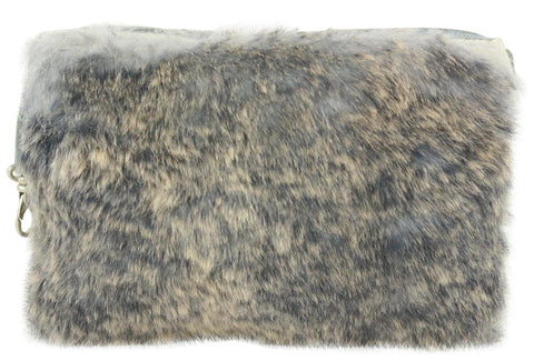 Chanel Grey Rabbit Lapin Fur Pochette 1C1228