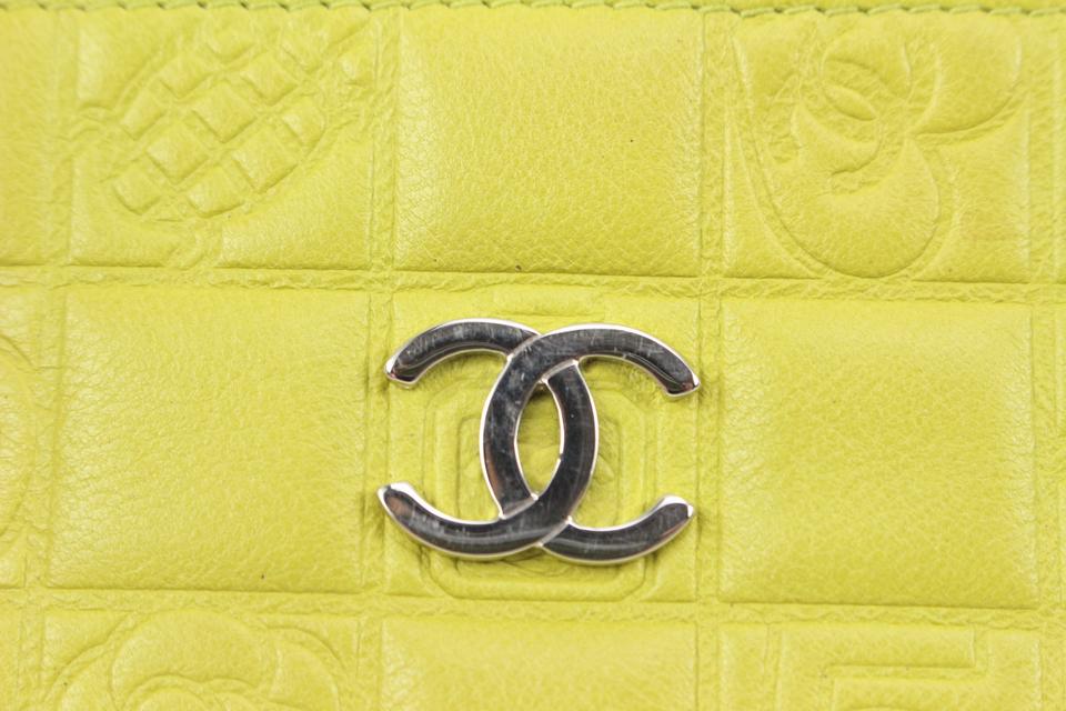 CHANEL Metallic Caviar Quilted Card Holder Green 518176
