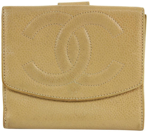 Chanel Nude Beige Caviar Leather CC Compact Wallet Coin Purse 11ccs1224