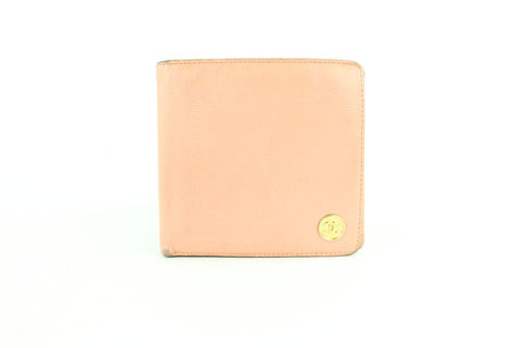 Chanel Caviar Pink Button Line Compact Bifold Wallet 857005