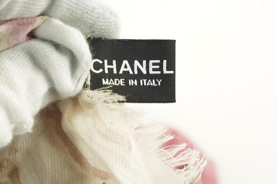 Chanel Pink Floral CC Logo Shawl Scarf Wrap