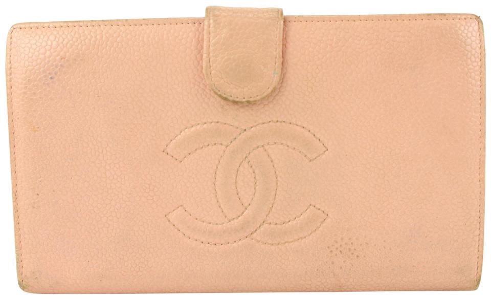 Chanel Pink Caviar CC Logo Long Wallet 42cas625