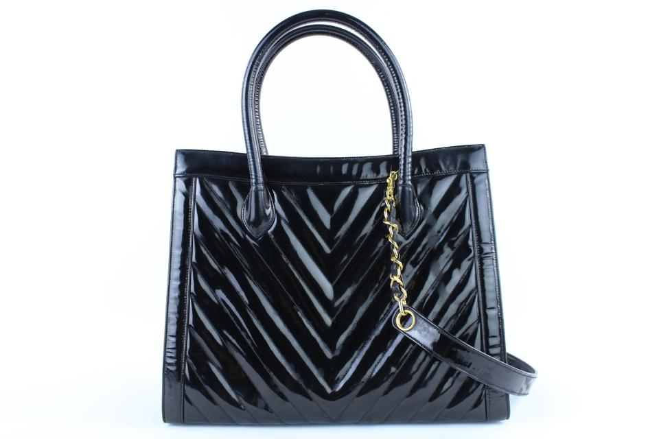 CHANEL Quilted Chevron 2way Tote Patent 221916 – Bagriculture