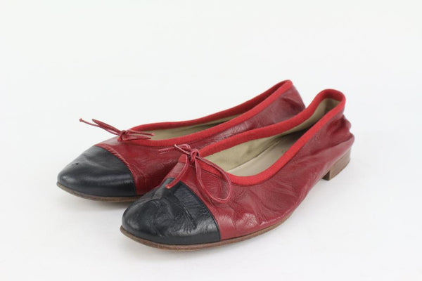 Chanel Tweed + Leather Cap Toe Ballerina Flats I // Multi-color