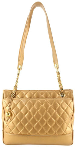 Chanel Metallic Bronze Quilted Lambskin Ball Charm Zip Shoulder Bag 11ca712s