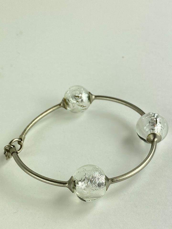 Chanel Rare 99C Silver Crystal Bracelet Bangle Cuff 862129