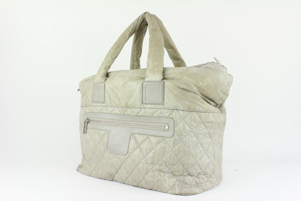 Chanel CHANEL Tote Bag Nylon Gray CC Auth yk7825B
