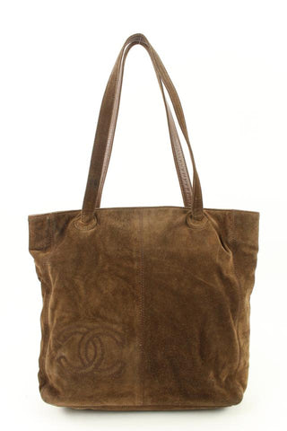 Chanel Brown Suede CC Logo Shopper Tote Bag 118cas27