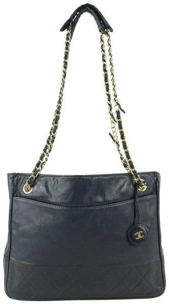 Chanel Navy Blue Lambskin Quilted Gold Chain Tote Bag 6CC1029 – Bagriculture