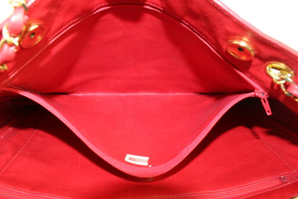 red chanel tote bag leather