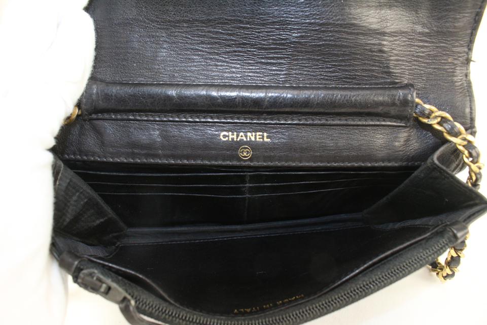 Chanel Vintage Black Patent Leather Timeless Wallet on Chain WOC Flap –  Bagriculture