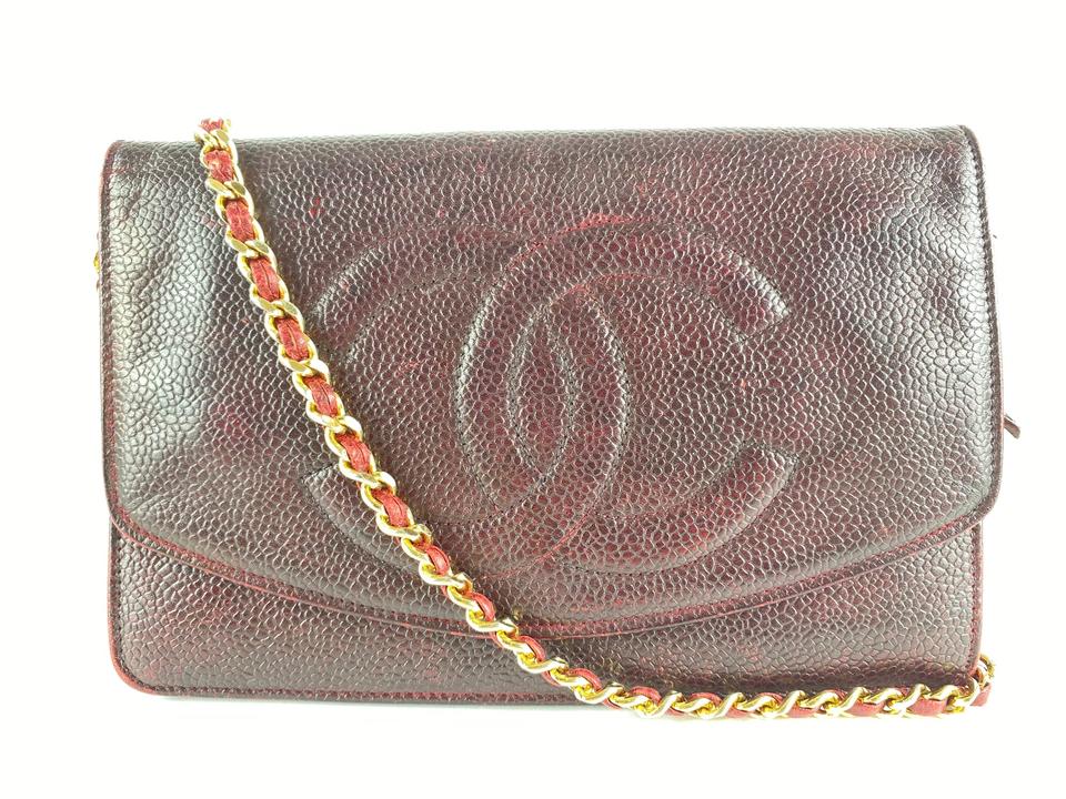 Chanel woc wallet of chain woman flap bag caviar original leather red