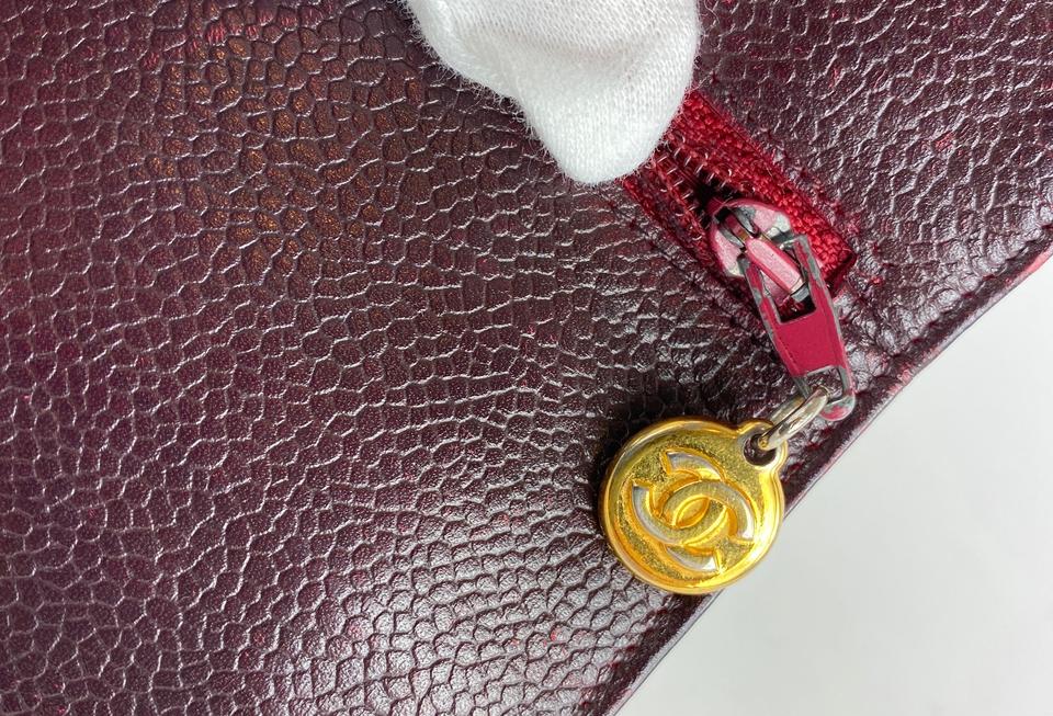 Chanel Bordeaux Burgundy Caviar Leather Wallet on Chain Flap Bag Woc 862149