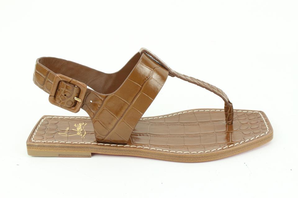 Christian Louboutin Size 35 Brown Cubongo Flat Calf Ali Gladiator Sandals  64cl421s