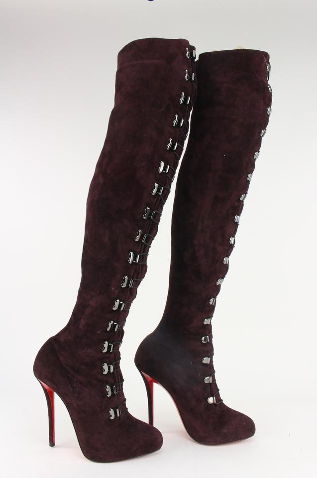 seksuel Adelaide linned Christian Louboutin Women's 39 Maroon Suede Over The Knee Boots 1122cl –  Bagriculture