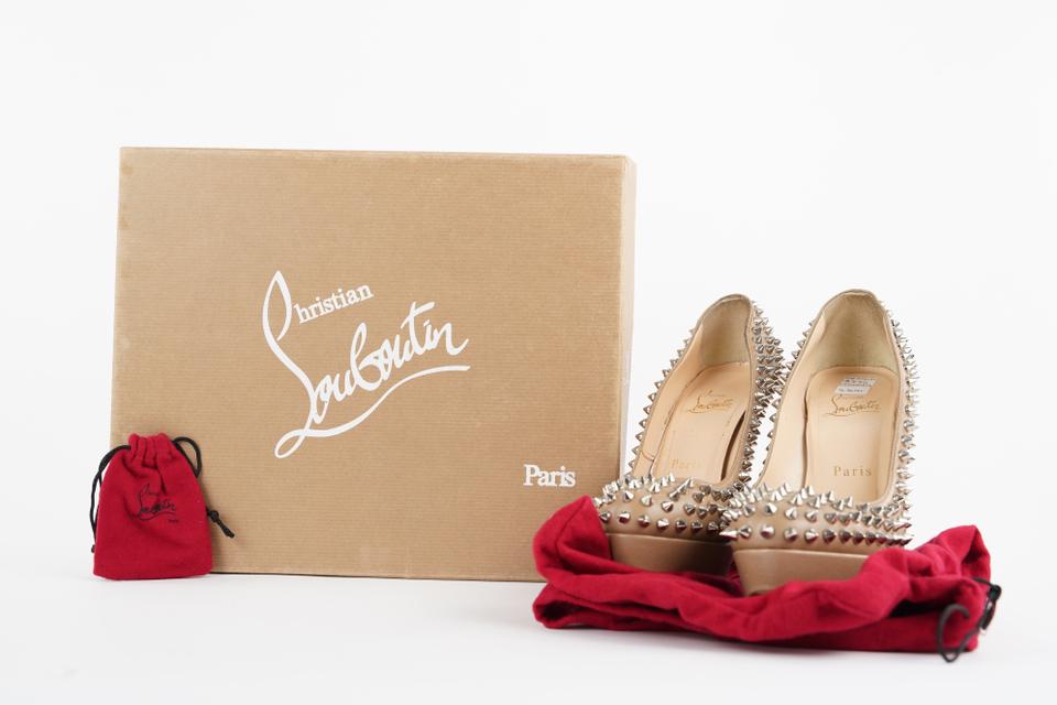 Christian Louboutin Beige Croc Embossed Leather Bianca Platform