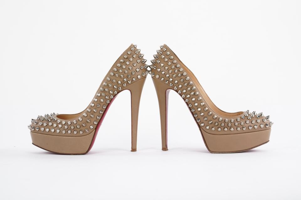 Christian Louboutin Nude Beige Bianca Spikes 140 Nappa 433cl32