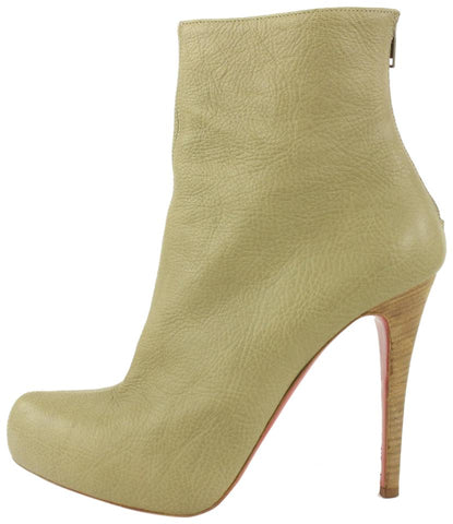 Christian Louboutin Women's 39.5 Taupe Ankle Booty Rear Zip Booties 5cl1112
