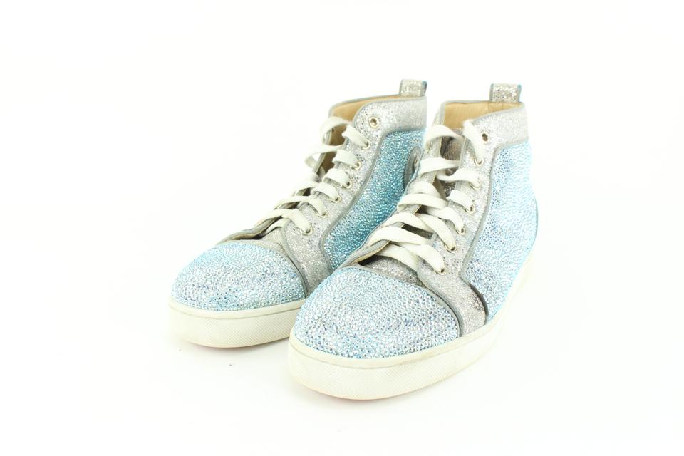 Christian Louboutin Mens 43 Blue Silver Crystal Strass Louis 