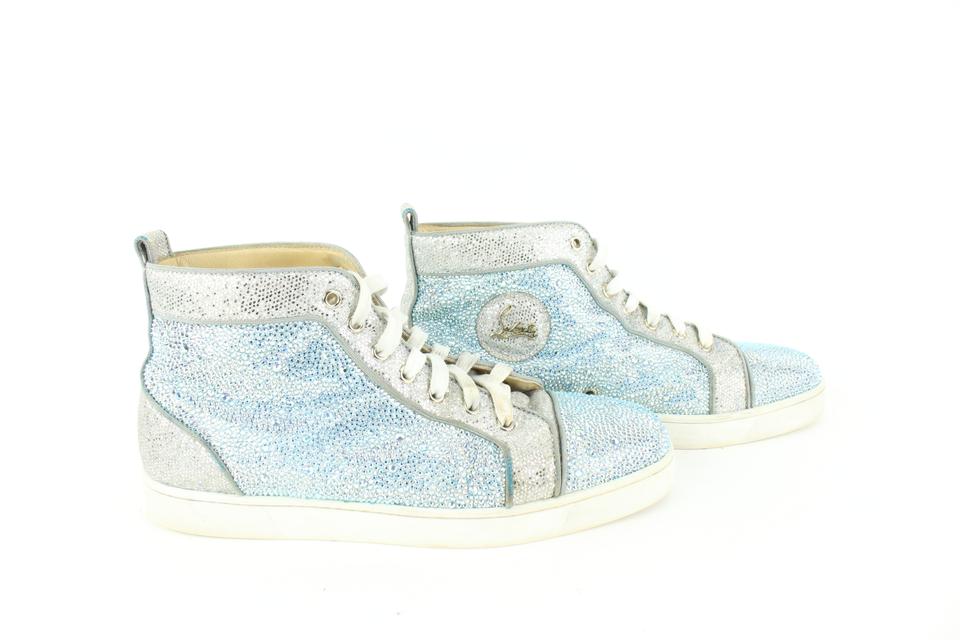 Christian Louboutin Mens 43 Blue Silver Crystal Strass Louis