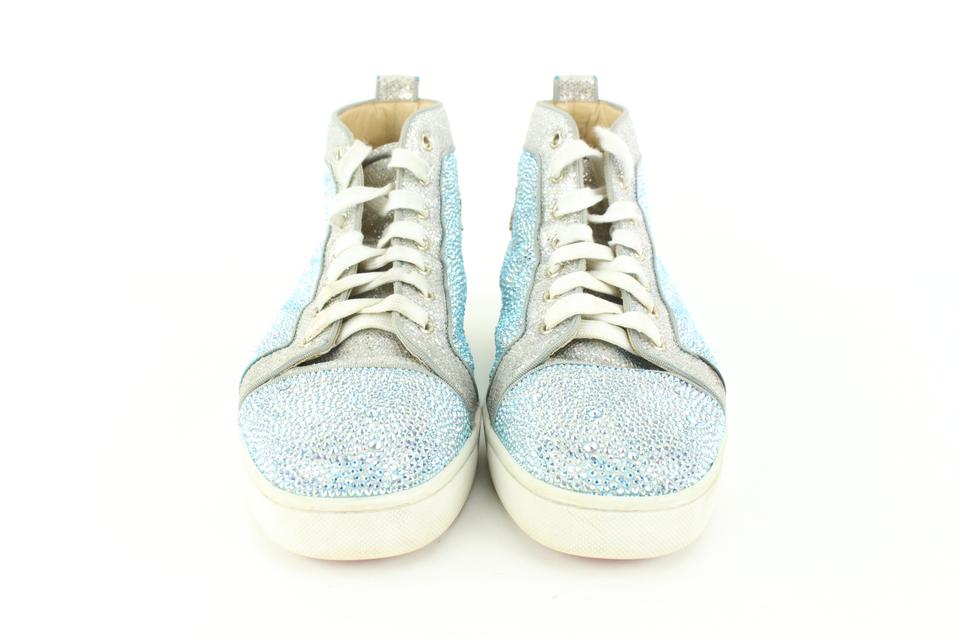 Christian Louboutin Mens 43 Blue Silver Crystal Strass Louis 