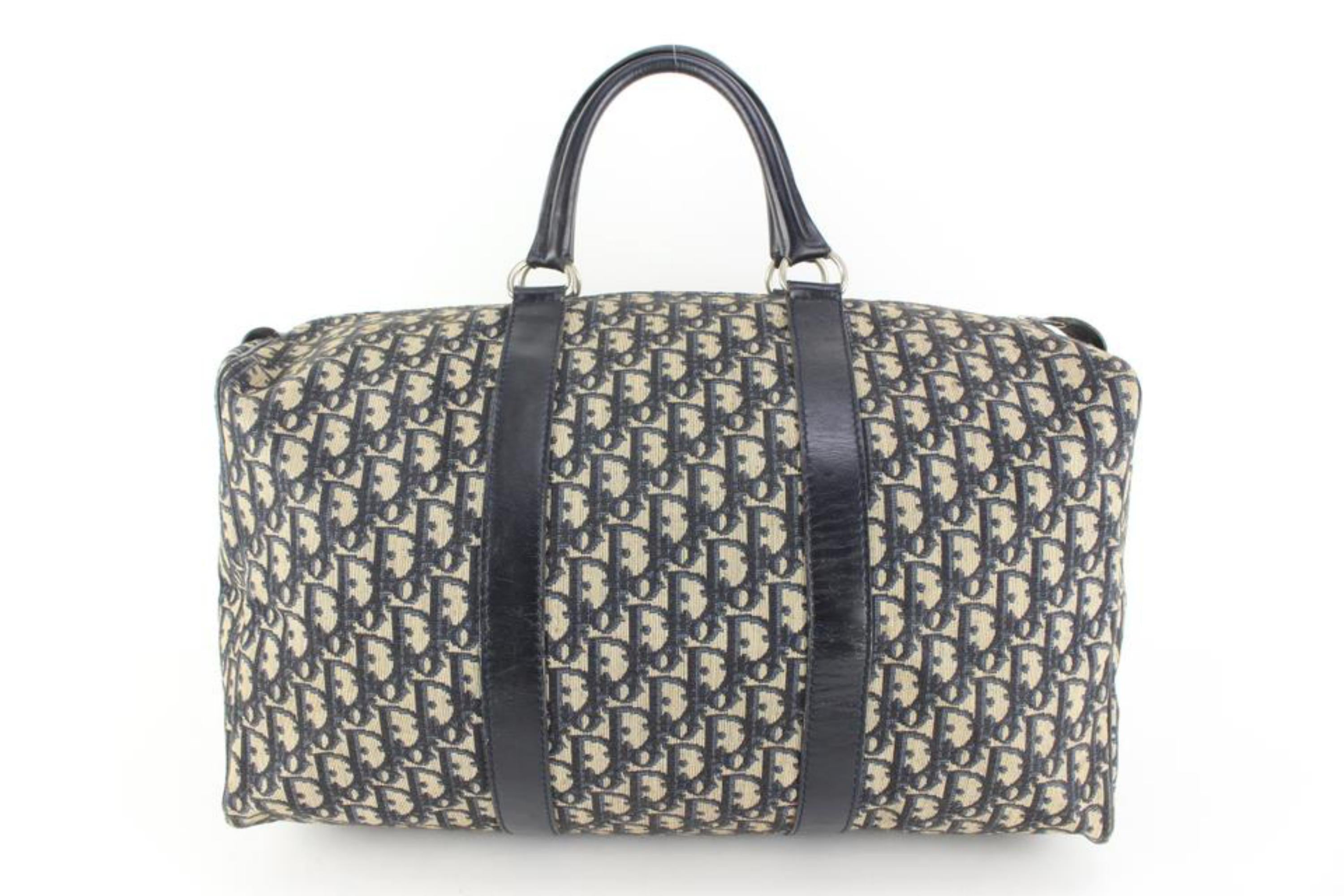 Christian Dior Diorissimo Oblique Large Navy Boston Trotter Weekender Bag