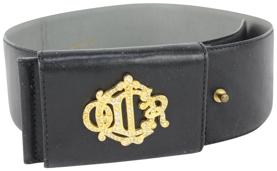 Dior Black x Gold Crystal Initials Belt 33da722