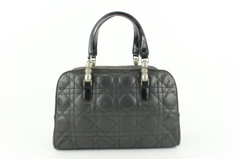 Dior Black Perforated Cannage Quilted Leather Boston Bag 549da611