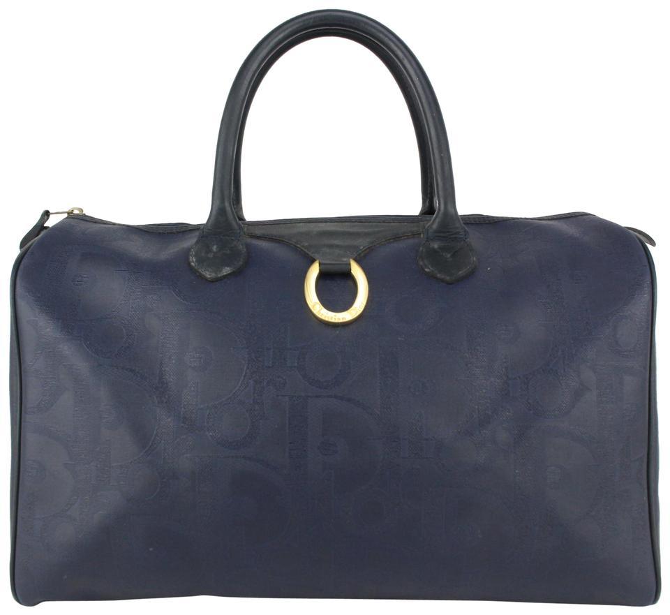 Dior Navy Blue Monogram Trotter Boston Bag 812da5